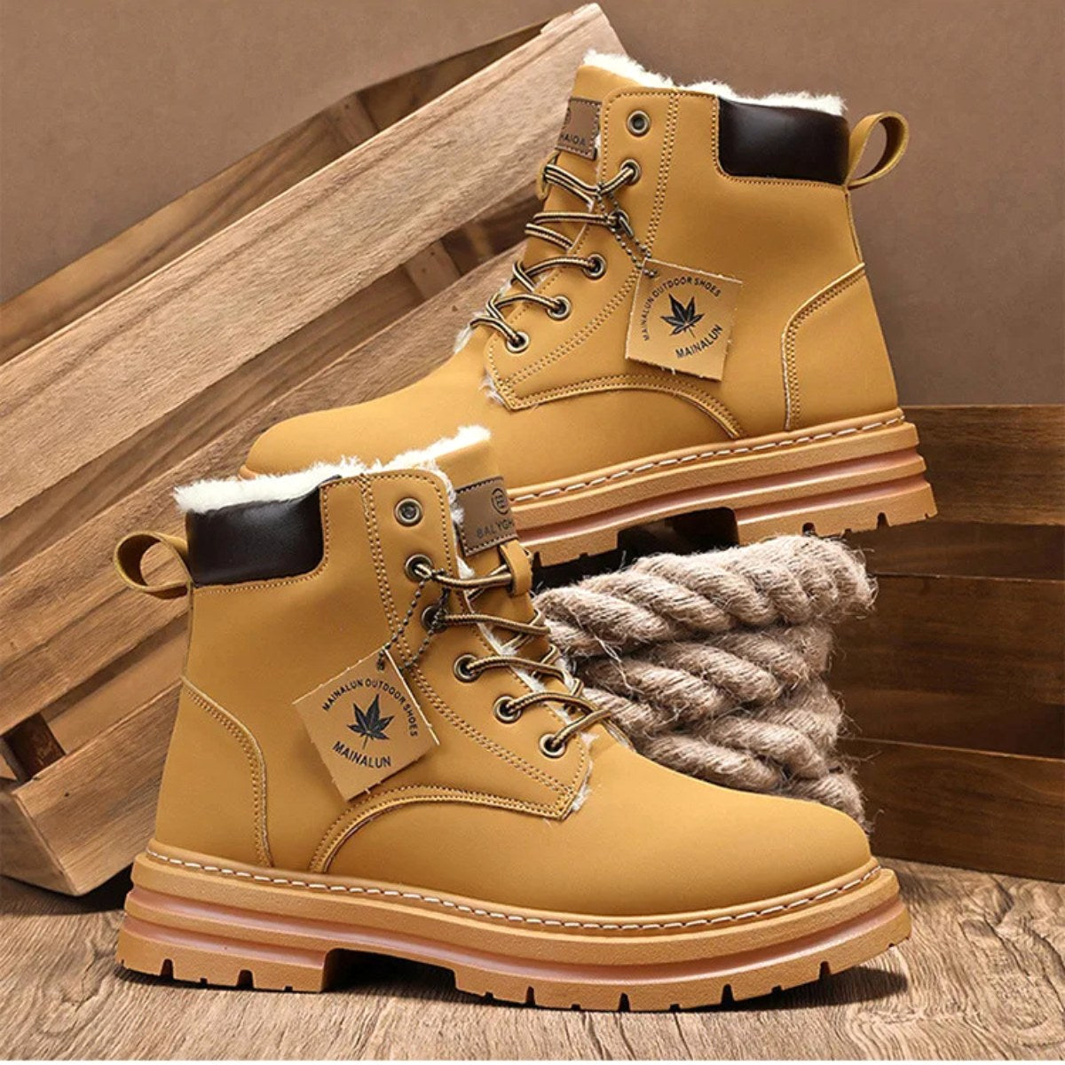 Gavin | Men's Fur-Lined Insulated Snow Boots, Winter Boots | Animated Apparel