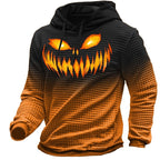 Gavin | Men's Halloween Graphic Hoodie, Textured Autumn Hoodie | Animated Apparel | Orange