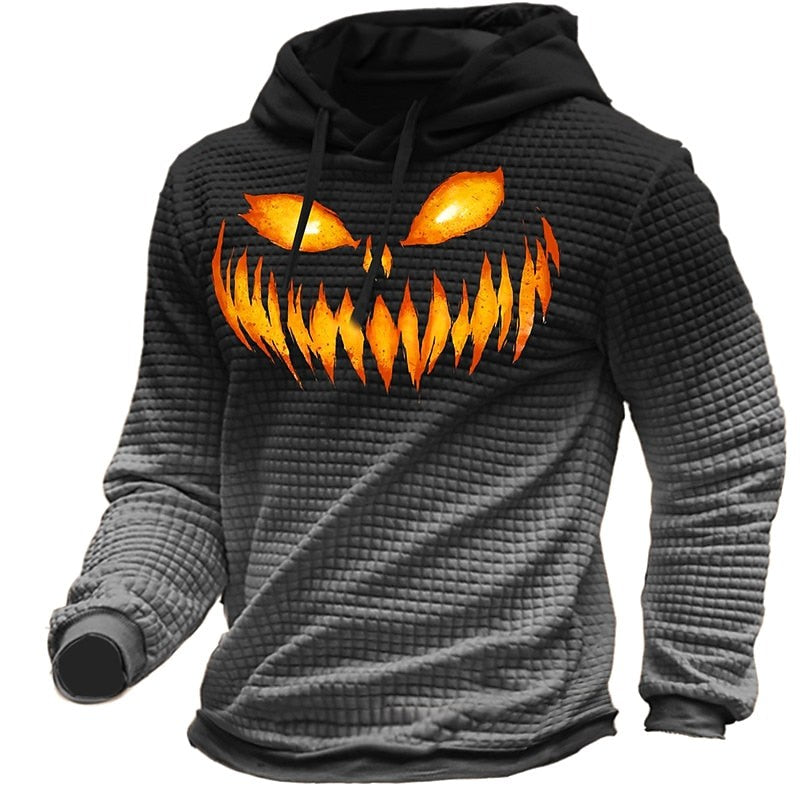 Gavin | Men's Halloween Graphic Hoodie, Textured Autumn Hoodie | Animated Apparel | Red