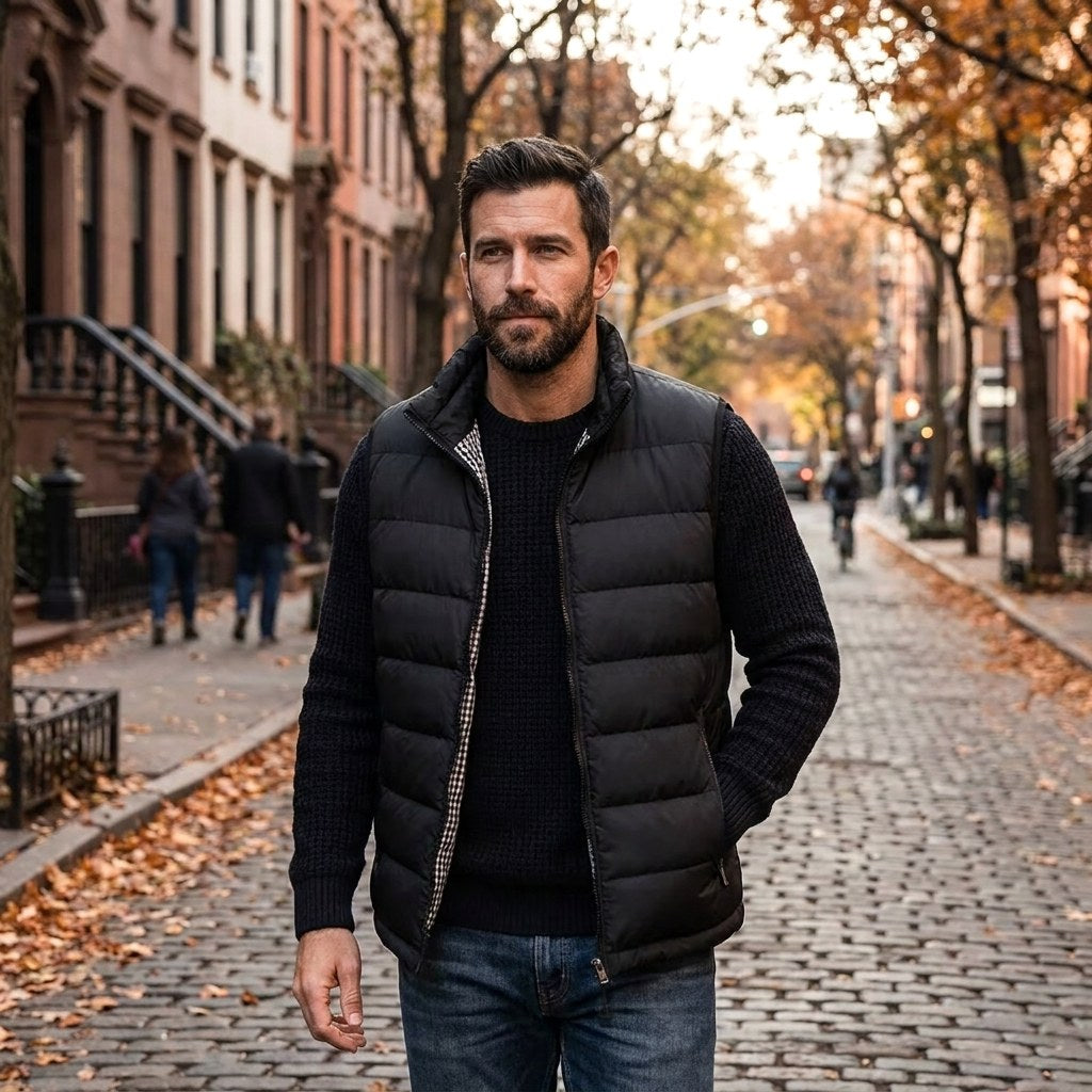 Leonardo | Men's Quilted Gilet with Synthetic Fill, Lightweight Autumn Gilet | Animated Apparel