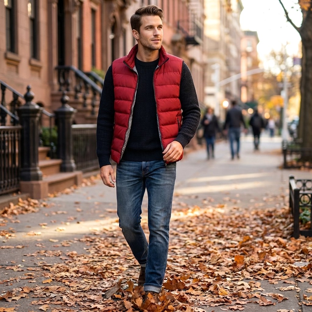 Leonardo | Men's Quilted Gilet with Synthetic Fill, Lightweight Autumn Gilet | Animated Apparel