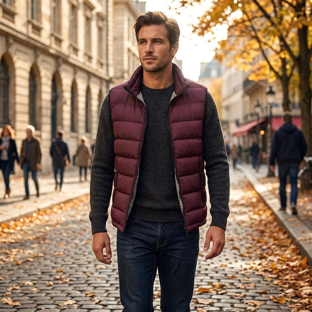 Leonardo | Men's Quilted Gilet with Synthetic Fill, Lightweight Autumn Gilet | Animated Apparel