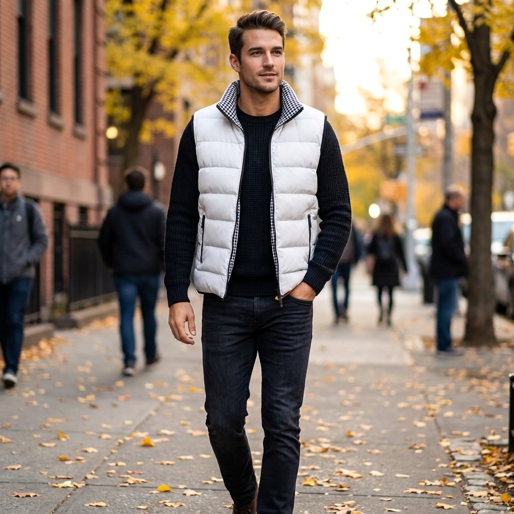 Leonardo | Men's Quilted Gilet with Synthetic Fill, Lightweight Autumn Gilet | Animated Apparel
