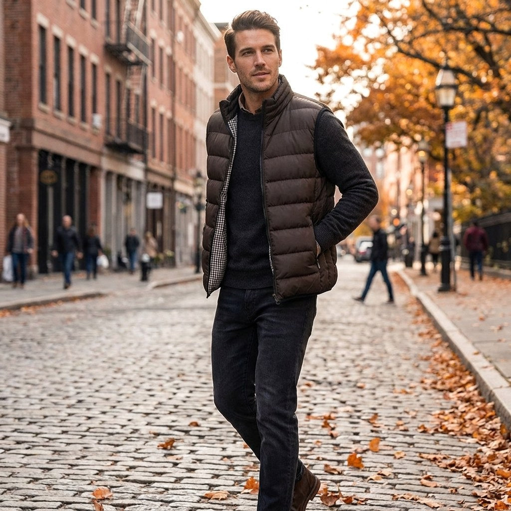 Leonardo | Men's Quilted Gilet with Synthetic Fill, Lightweight Autumn Gilet | Animated Apparel