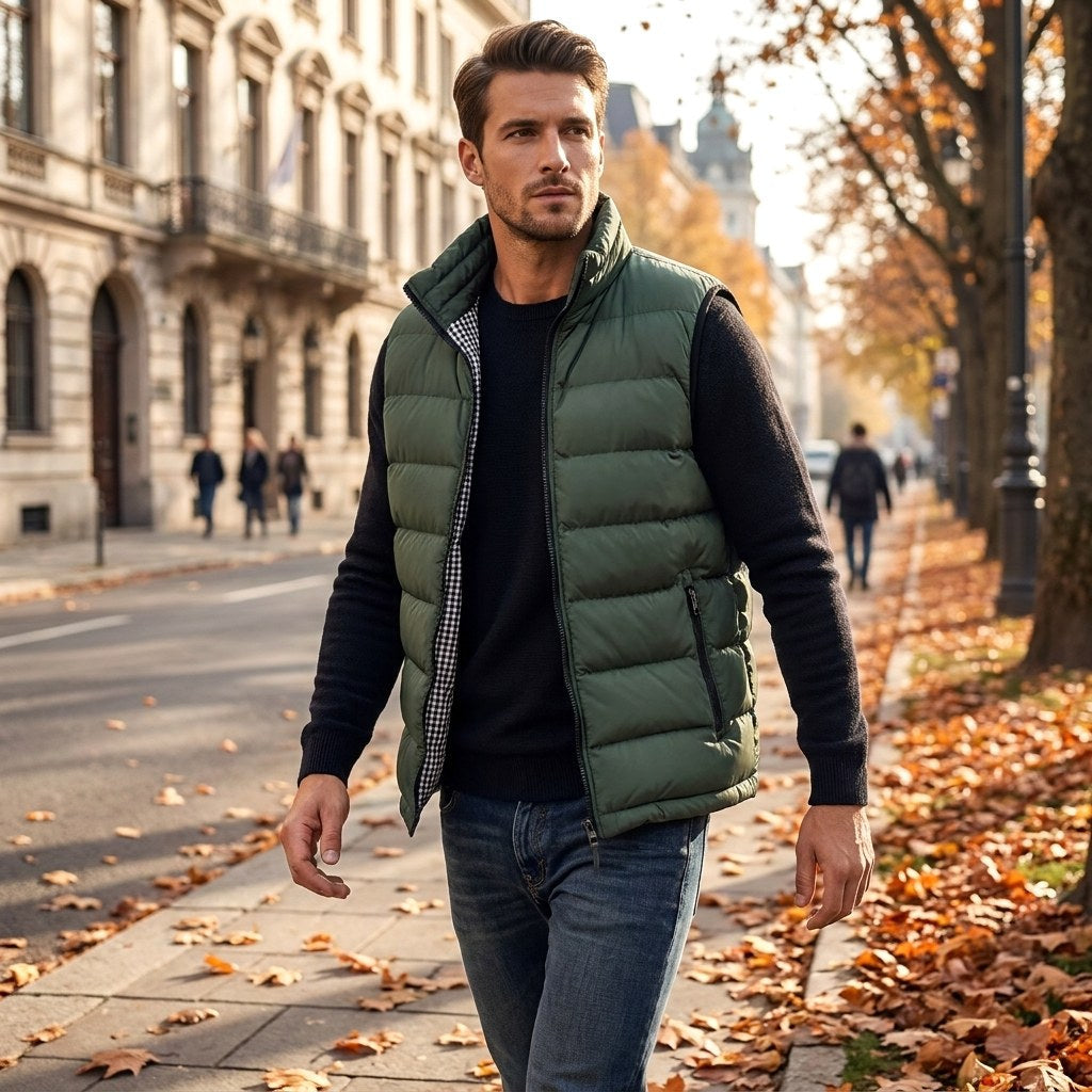 Leonardo | Men's Quilted Gilet with Synthetic Fill, Lightweight Autumn Gilet | Animated Apparel