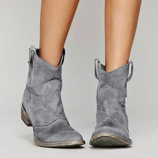 Georgia | Women's Vintage Cowboy Ankle Boots, Western-Inspired Style | Animated Apparel | Grey