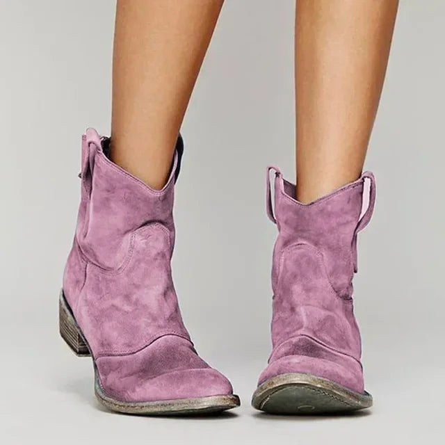 Georgia | Women's Vintage Cowboy Ankle Boots, Western-Inspired Style | Animated Apparel | Pink