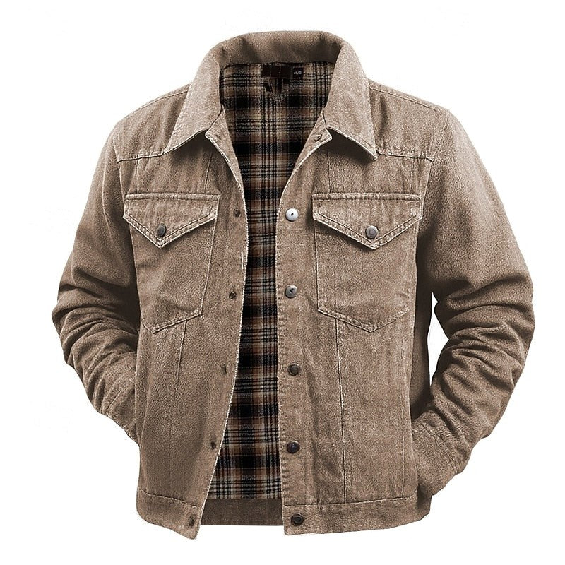 Cooper | Men's Durable Utility Jacket with Checked Lining, Relaxed Fit Autumn Jacket | Animated Apparel