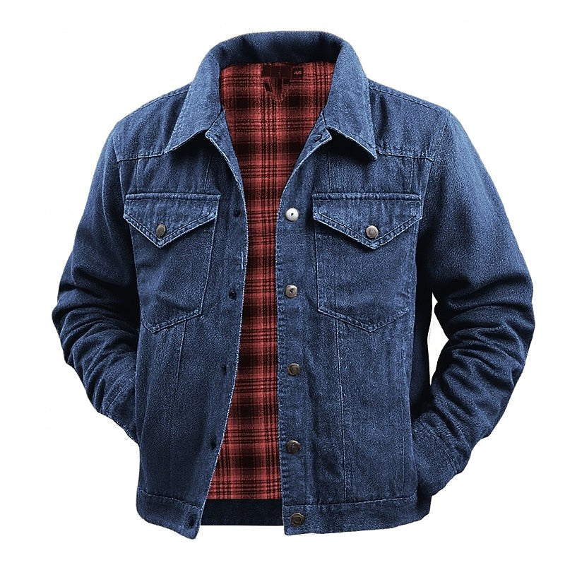 Cooper | Men's Durable Utility Jacket with Checked Lining, Relaxed Fit Autumn Jacket | Animated Apparel