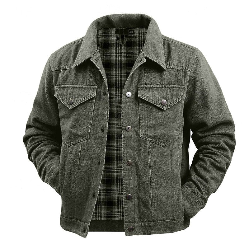 Cooper | Men's Durable Utility Jacket with Checked Lining, Relaxed Fit Autumn Jacket | Animated Apparel