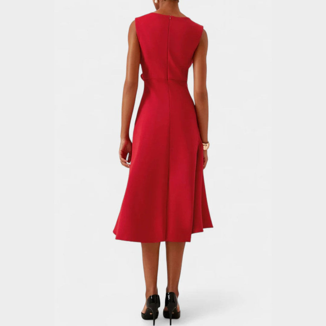 Grace | Women's Draped Asymmetric Midi Dress - image 16