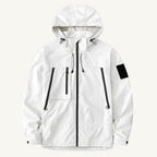 Graham | Men's Lightweight Waterproof Hooded Rain Jacket, Windproof Autumn Jacket | Animated Apparel | White