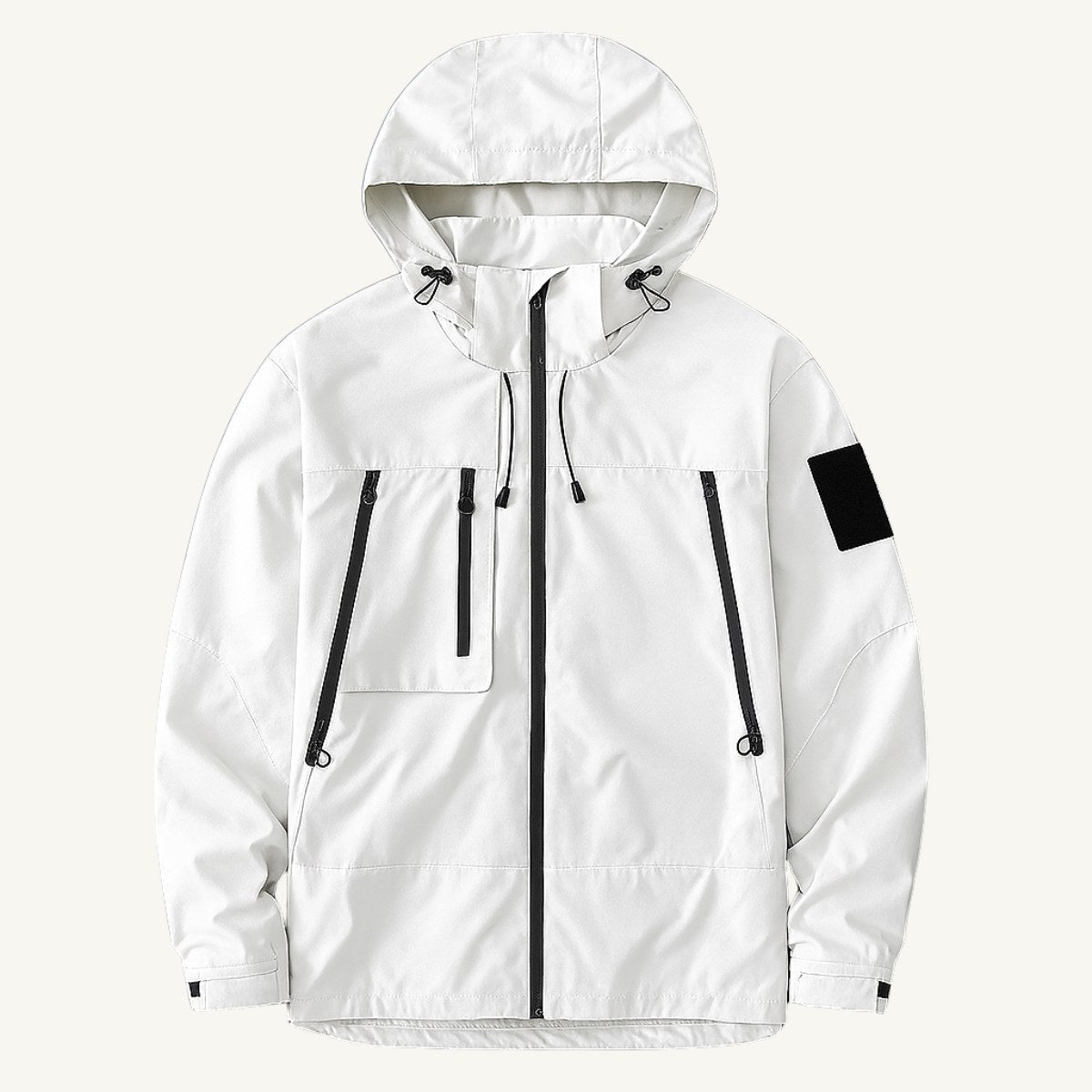Graham | Men's Lightweight Waterproof Hooded Rain Jacket, Windproof Autumn Jacket | Animated Apparel | White