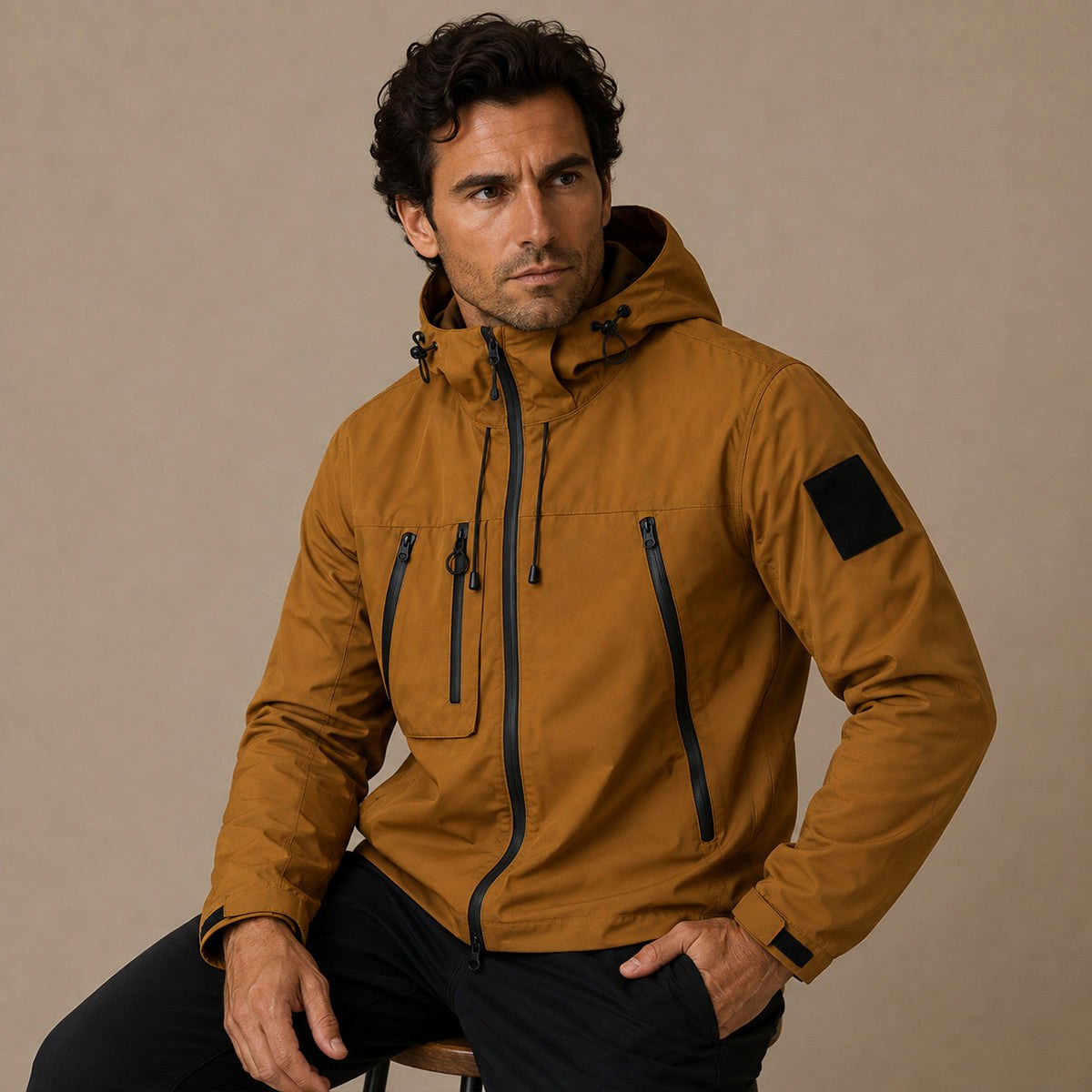 Graham | Men's Lightweight Waterproof Hooded Rain Jacket, Windproof Autumn Jacket | Animated Apparel