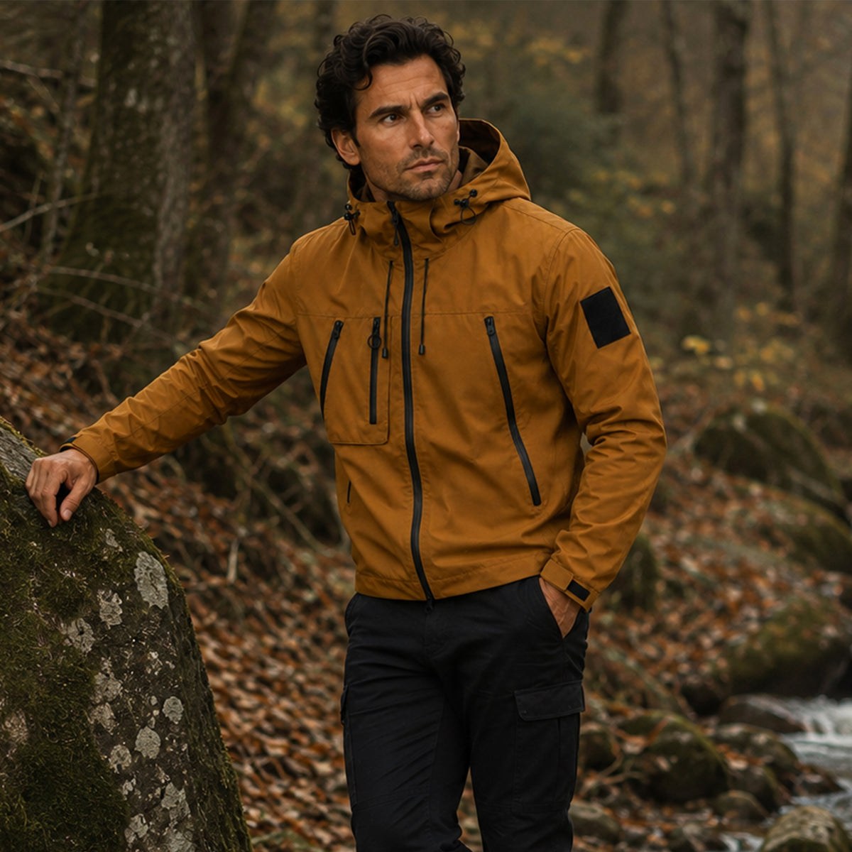 Graham | Men's Lightweight Waterproof Hooded Rain Jacket, Windproof Autumn Jacket | Animated Apparel