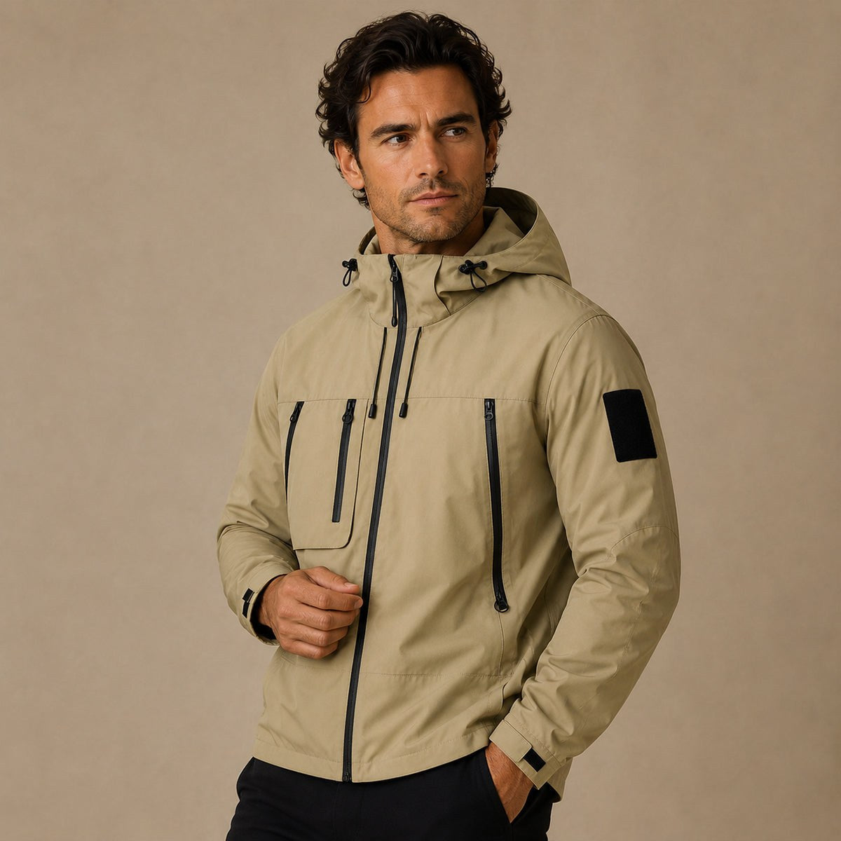Graham | Men's Lightweight Waterproof Hooded Rain Jacket, Windproof Autumn Jacket | Animated Apparel