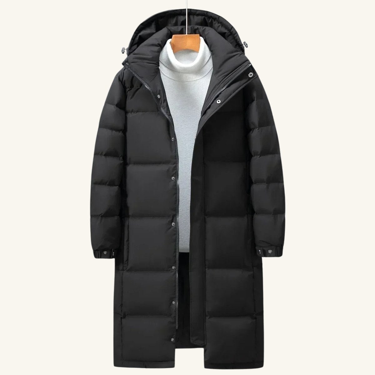 Griffin | Men's Hooded Longline Puffer Coat, Windproof Autumn Coat | Animated Apparel