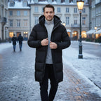 Griffin | Men's Hooded Longline Puffer Coat, Windproof Autumn Coat | Animated Apparel