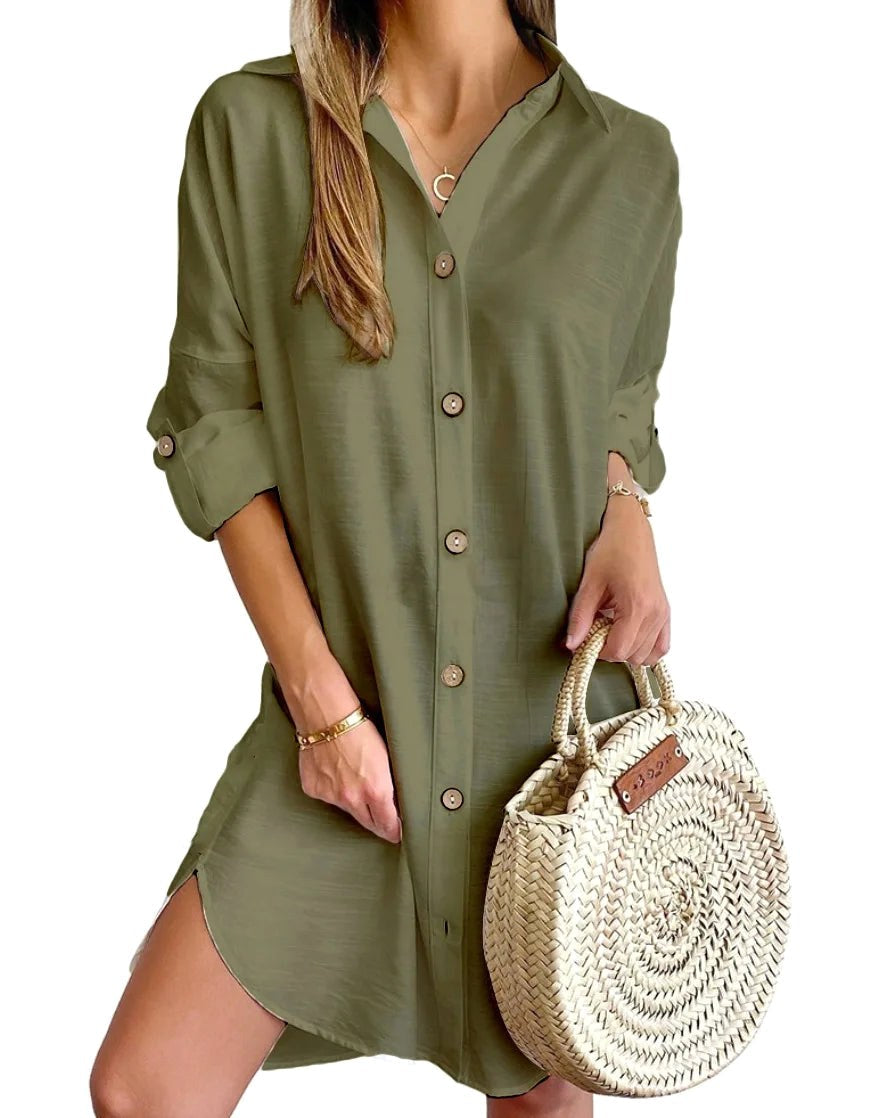 Hadley | Women's Button-Up Shirt Midi Dress - image 6