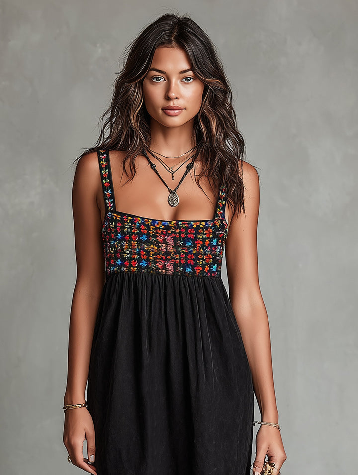 Hadley | Women's Faux Suede Embroidered Midi Dress - image 2