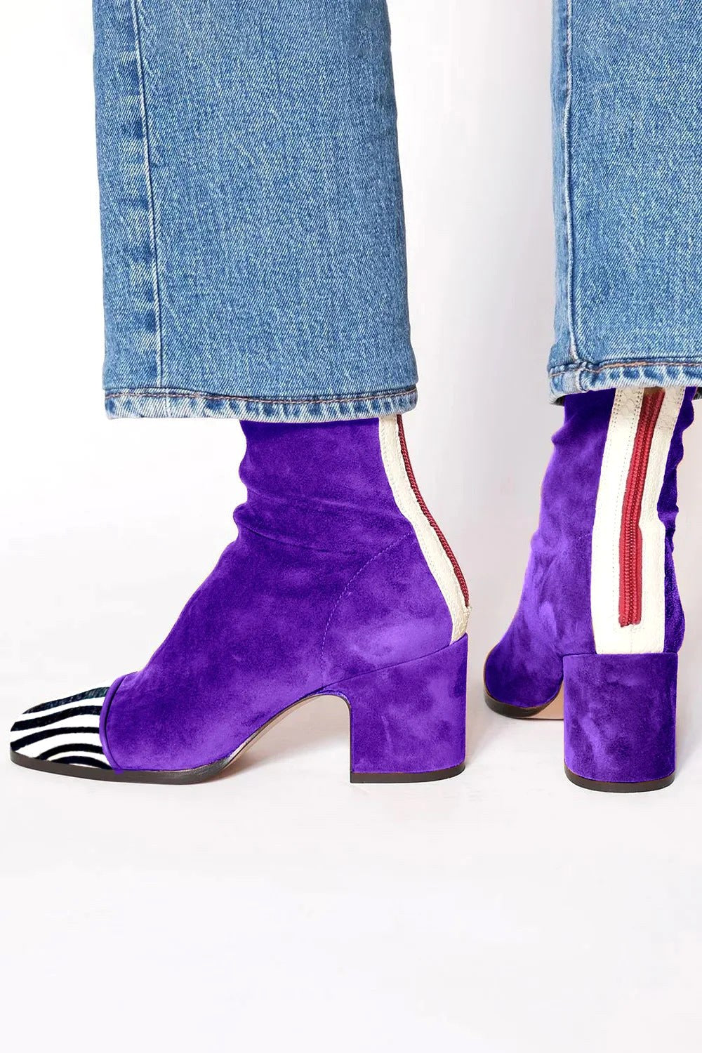 Hailey | Women's Square Toe Heeled Boots - Purple