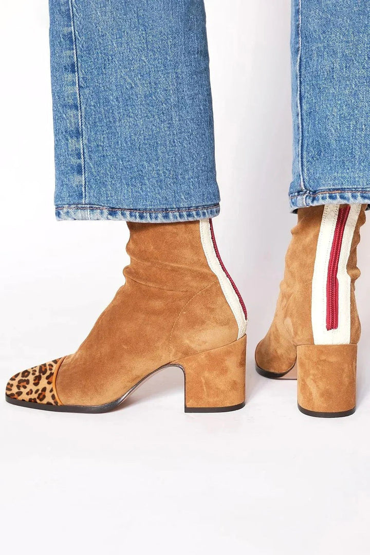 Hailey | Women's Square Toe Heeled Boots - Camel