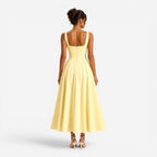 Addison | Women's Pink Square-Neck Midi Dress, Sleeveless Occasion Dress | Animated Apparel