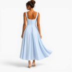 Addison | Women's Pink Square-Neck Midi Dress, Sleeveless Occasion Dress | Animated Apparel