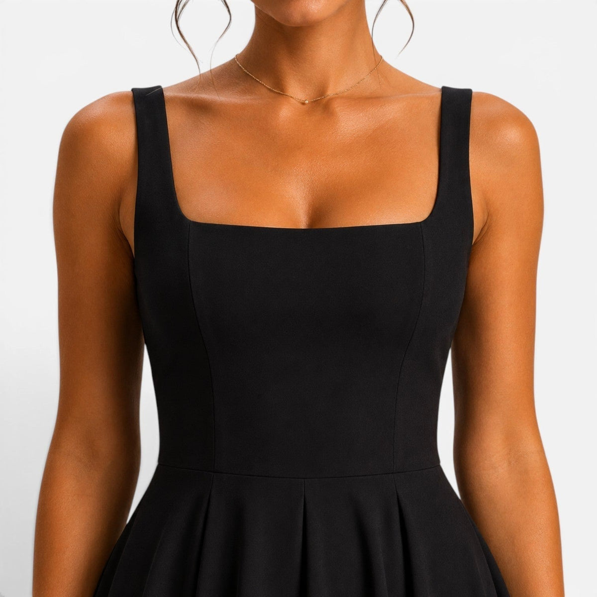 Addison | Women's Pink Square-Neck Midi Dress, Sleeveless Occasion Dress | Animated Apparel