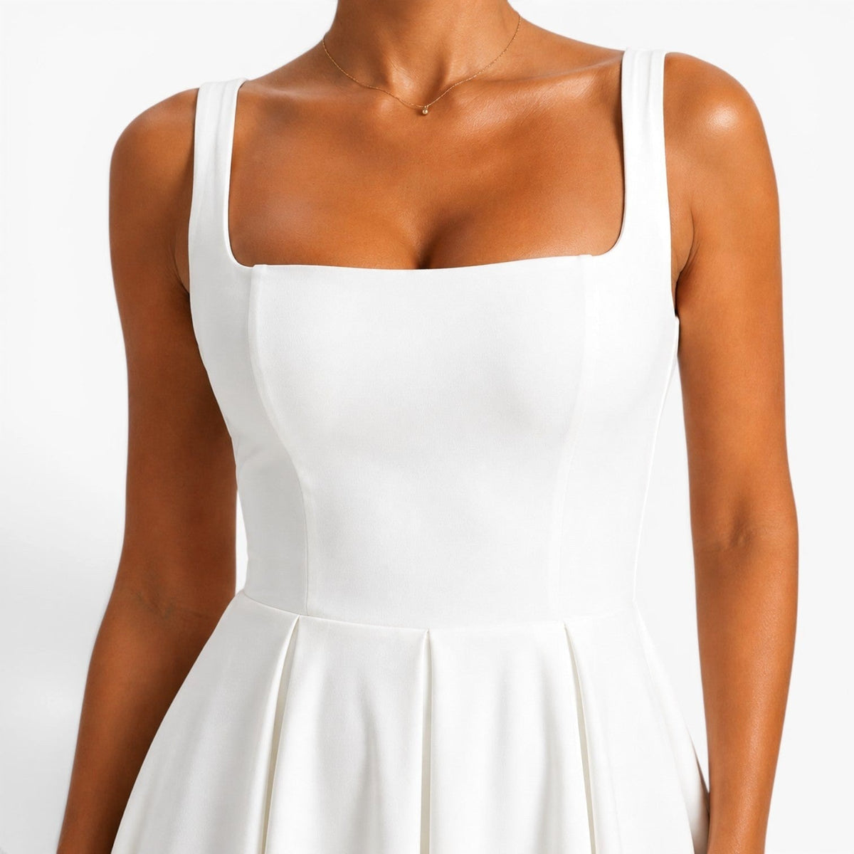 Addison | Women's Pink Square-Neck Midi Dress, Sleeveless Occasion Dress | Animated Apparel