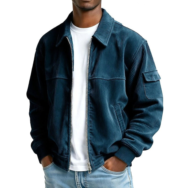 Ezekiel | Men's Ribbed Zip Jacket, Relaxed Fit Casual Jacket | Animated Apparel