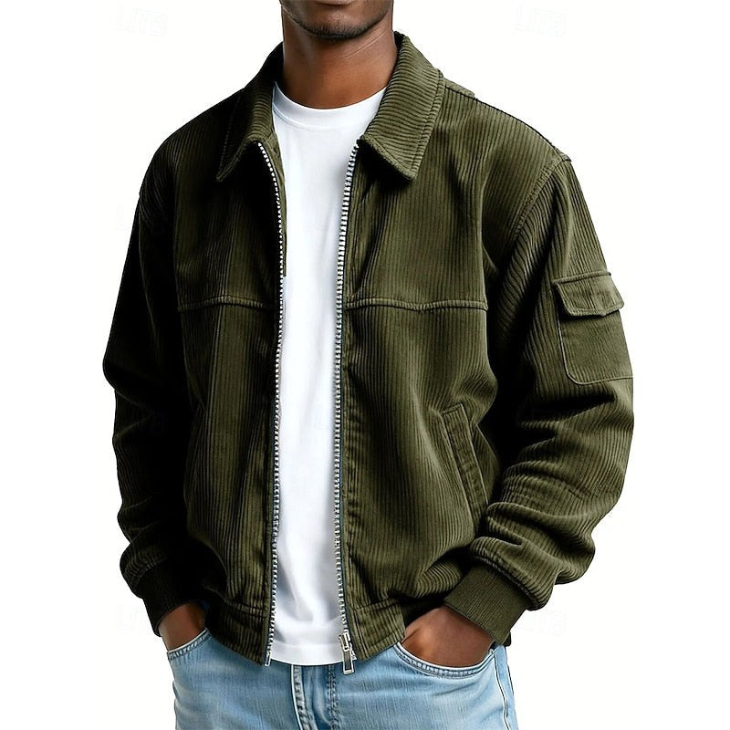 Ezekiel | Men's Ribbed Zip Jacket, Relaxed Fit Casual Jacket | Animated Apparel