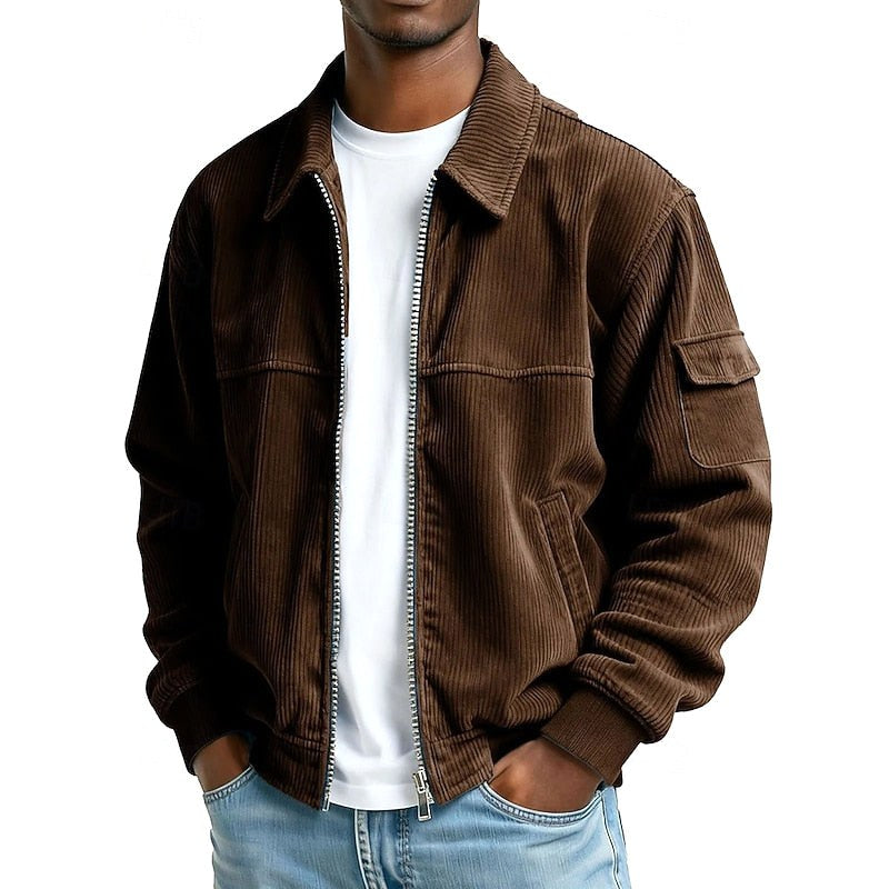 Ezekiel | Men's Ribbed Zip Jacket, Relaxed Fit Casual Jacket | Animated Apparel
