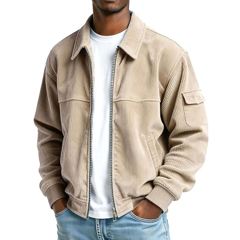Ezekiel | Men's Ribbed Zip Jacket, Relaxed Fit Casual Jacket | Animated Apparel