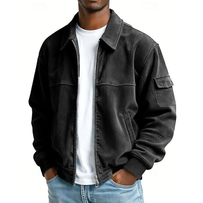 Ezekiel | Men's Ribbed Zip Jacket, Relaxed Fit Casual Jacket | Animated Apparel