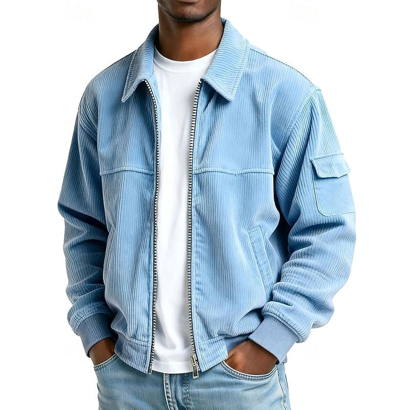 Ezekiel | Men's Ribbed Zip Jacket, Relaxed Fit Casual Jacket | Animated Apparel
