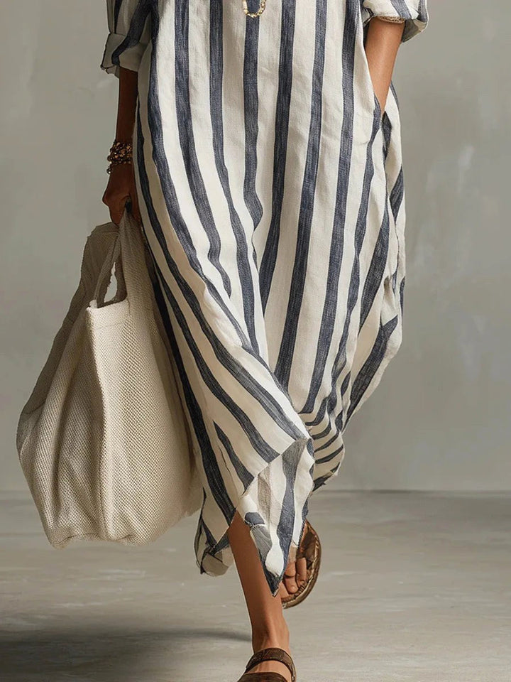 Harper | Women's Linen Long Shirt Dress - Earthy Yellow