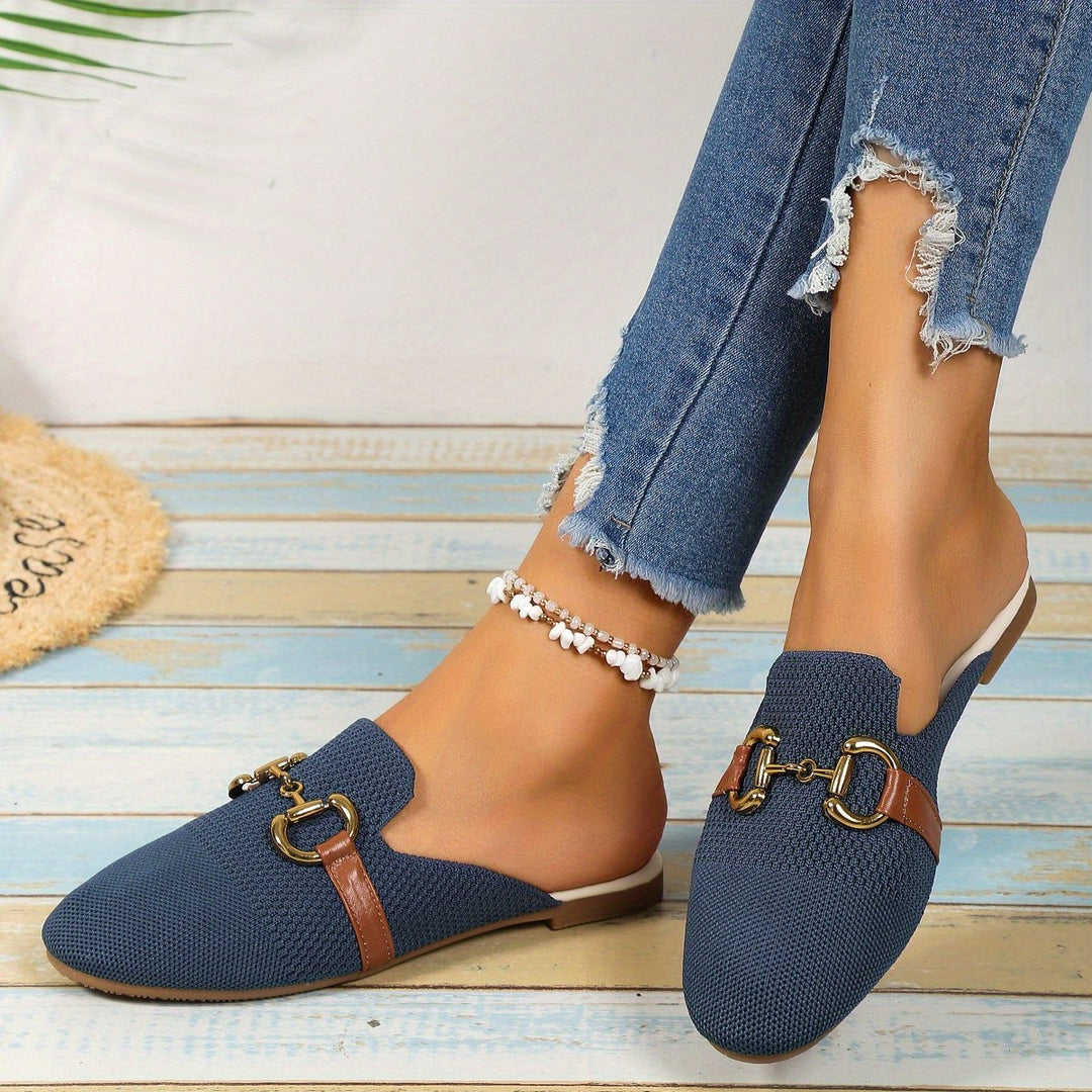 Harper | Women's Patterned Summer Slippers - military blue