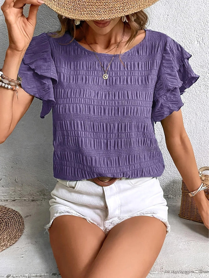 Harper | Women's Smocked Bodice Short Sleeve Top - image 7