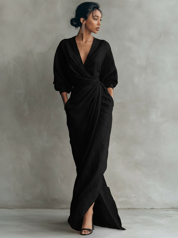 Harper | Women's V-Neck Linen Blend Maxi Dress - image 4