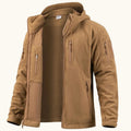 Harrison | Men's Warm Tactical Fleece Jacket, Hooded Outdoor Jacket | Animated Apparel | Khaki