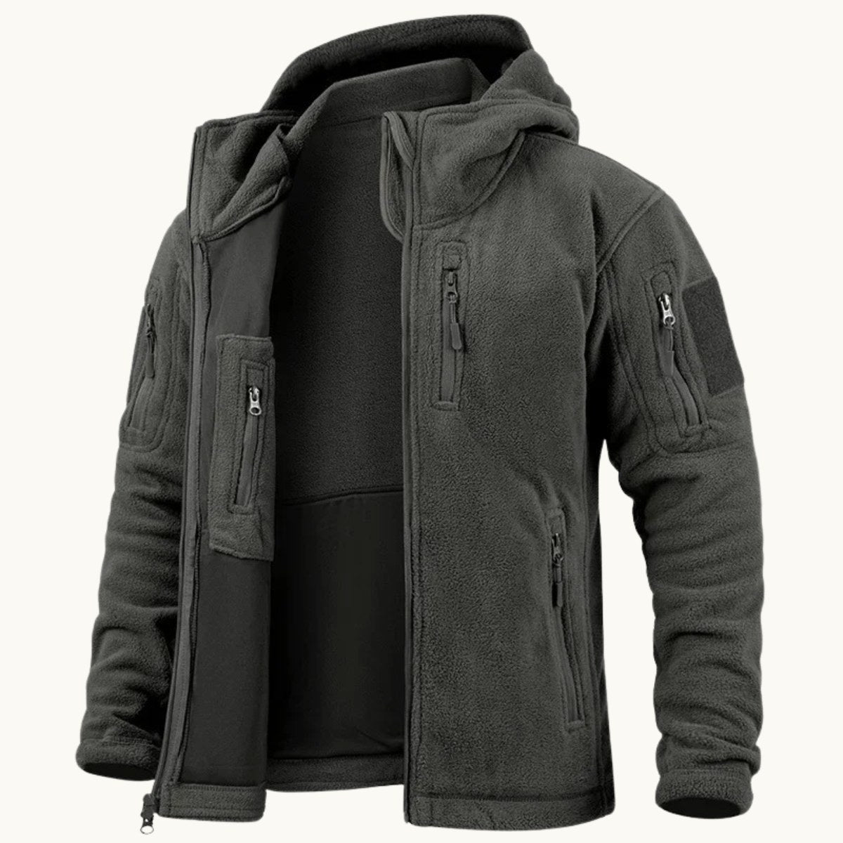 Harrison | Men's Warm Tactical Fleece Jacket, Hooded Outdoor Jacket | Animated Apparel
