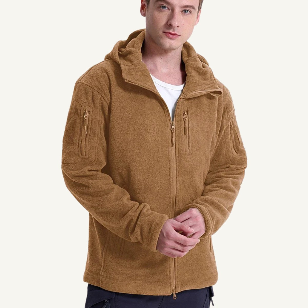 Harrison | Men's Warm Tactical Fleece Jacket, Hooded Outdoor Jacket | Animated Apparel | Navy Blue