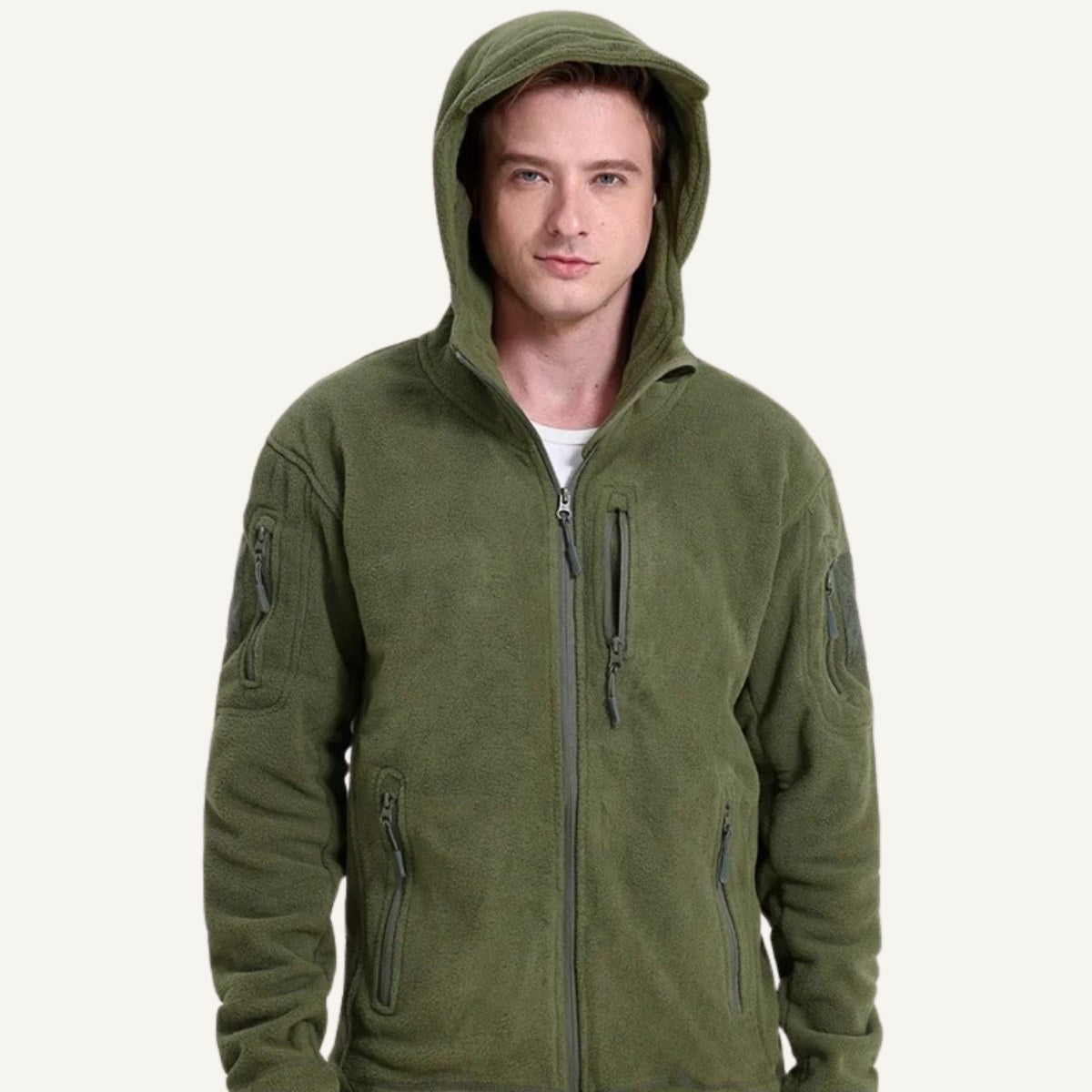 Harrison | Men's Warm Tactical Fleece Jacket, Hooded Outdoor Jacket | Animated Apparel | Dark Grey