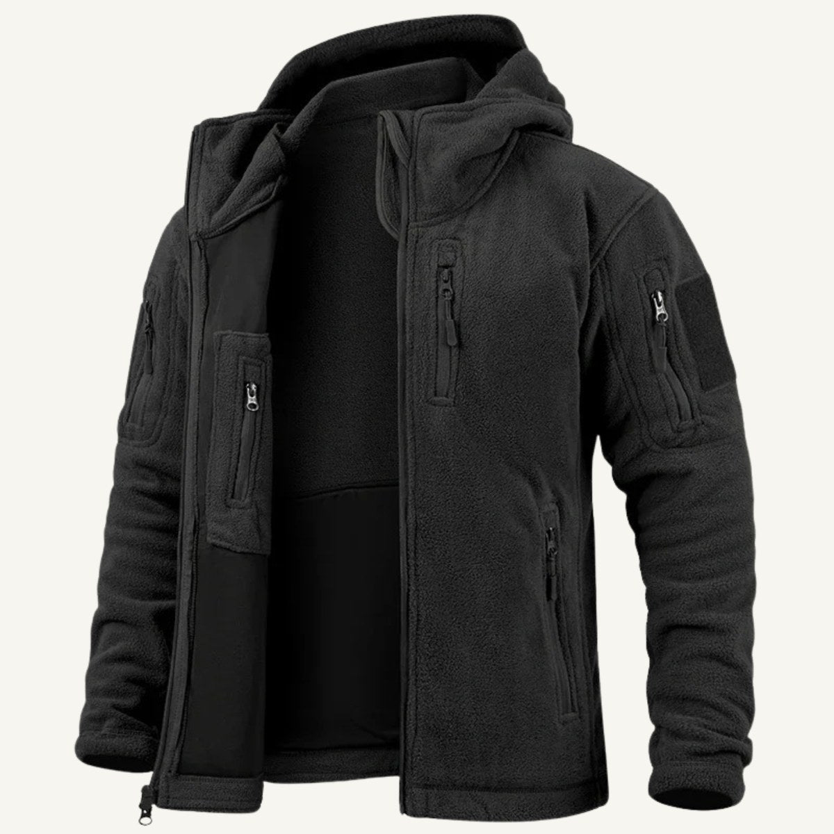 Harrison | Men's Warm Tactical Fleece Jacket, Hooded Outdoor Jacket | Animated Apparel