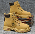 Harry | Men's Leather Lace-Up Work Boots, High-Top Construction Boots | Animated Apparel | Brown