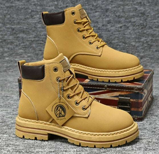Harry | Men's Leather Lace-Up Work Boots, High-Top Construction Boots | Animated Apparel | Brown