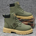 Harry | Men's Leather Lace-Up Work Boots, High-Top Construction Boots | Animated Apparel | Green