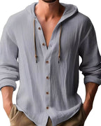 Nathan | Men's Hooded Long-Sleeve Shirt, Relaxed-Fit Casual Shirt | Animated Apparel
