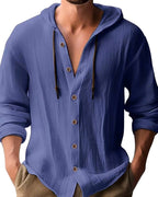 Nathan | Men's Hooded Long-Sleeve Shirt, Relaxed-Fit Casual Shirt | Animated Apparel